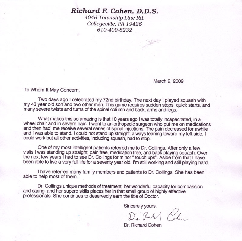 Chiropractor Patient Testimonial 