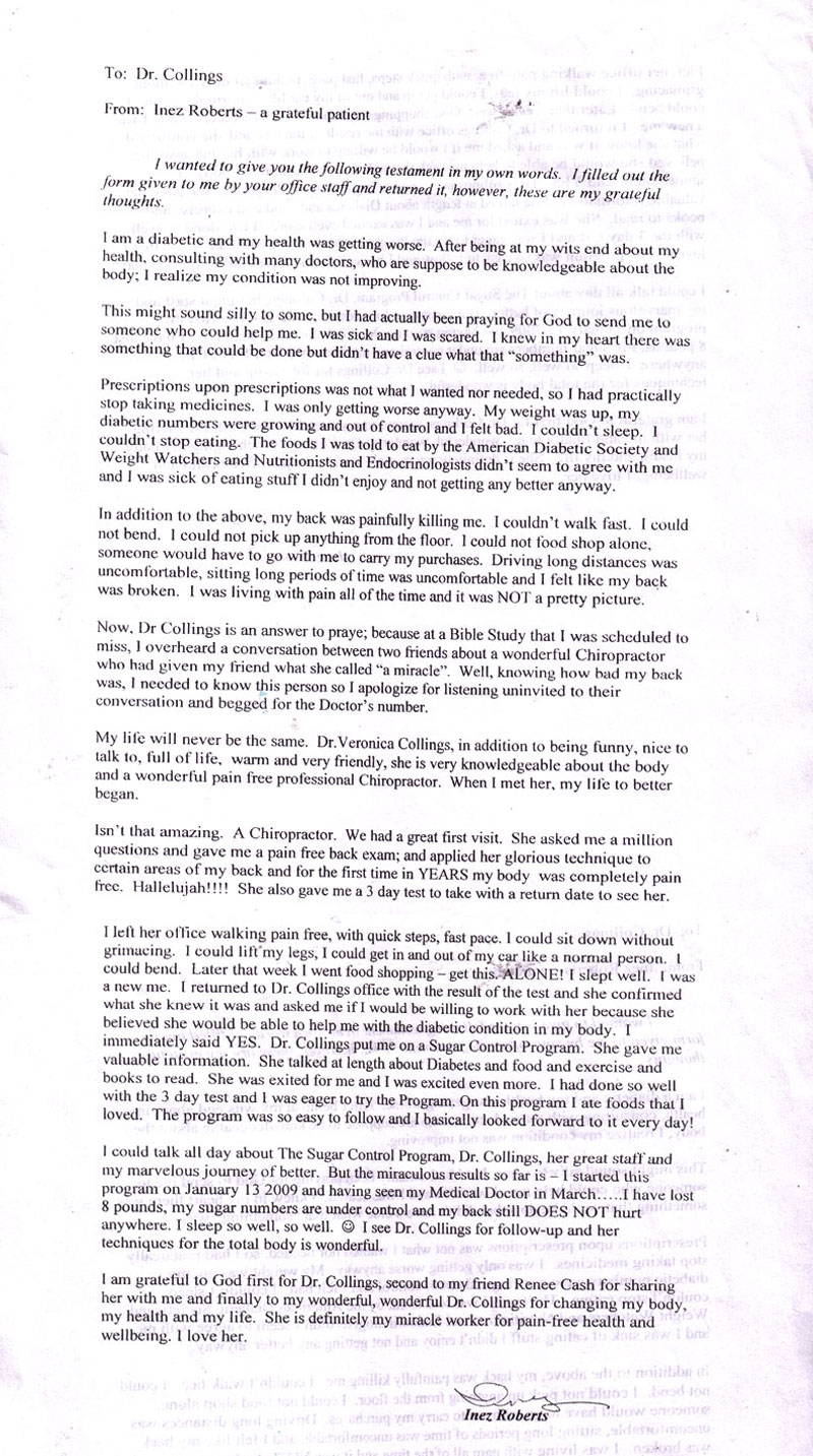 Patient Testimonial For Chiropractor