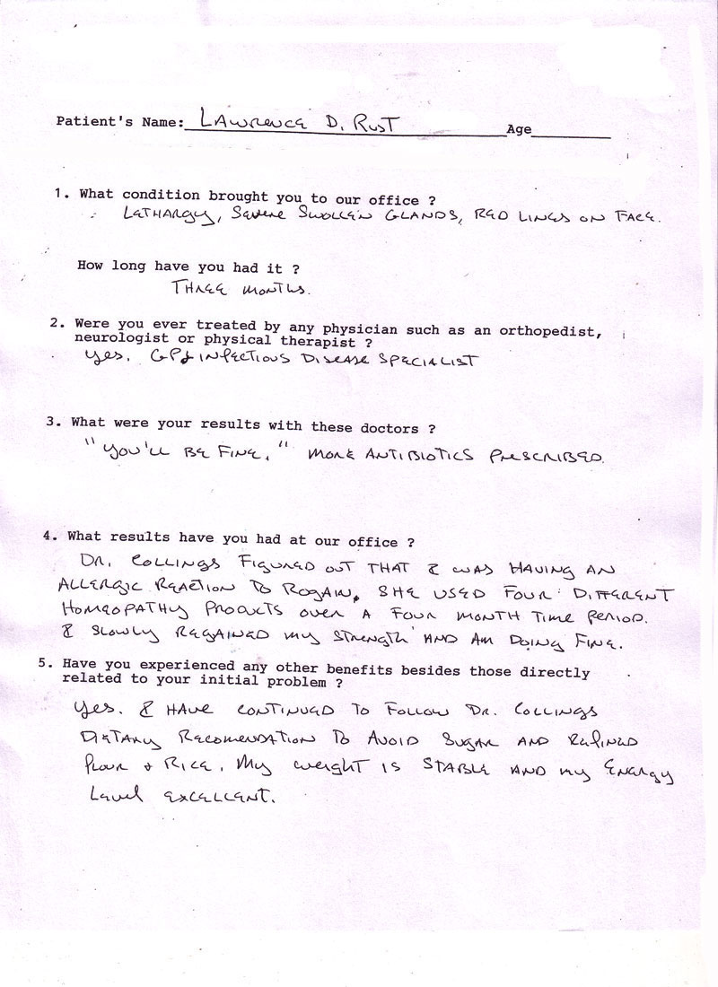 Fatigue Patient Testimonial Rust